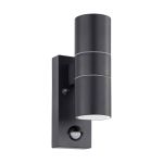Eglo Wandleuchte Riga 5 Stahl Anthrazit Up & Down 2W 250lm - 830 Warmweiß | IP44 - Bewegungssensor